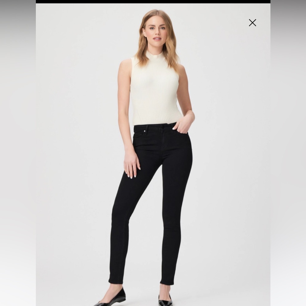 NWOT Paige Verdugo ultra skinny black jeans 28 frayed hem